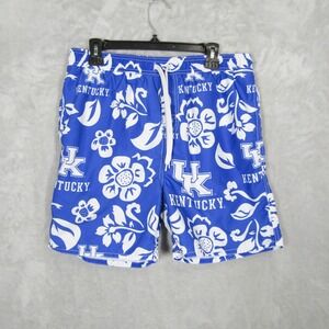 Wes and Willy Kentucky Wildcats Swim Trunks Mens XL Blue Floral Hibiscus NCAA